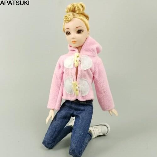 Pink Fashion Doll Clothes For Barbie Doll Hoodie Coat Outfits For Blythe 1/6 Dolls Accessories Kids Toy Xmas Gift