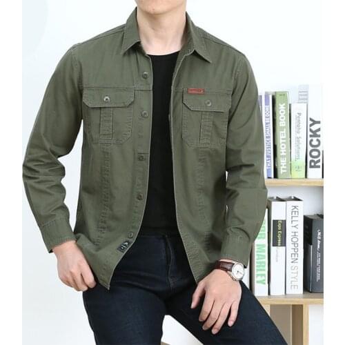 Men Outdoor Long Sleeve Tactical Cotton Shirts Breathable Absorb-Sweat Wear Resistant Shirt Climbing Camping Trekking Clothing