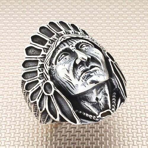 Injun Silver Ring Men Silver Ring Made In Turkey Solid 925 Sterling Silver