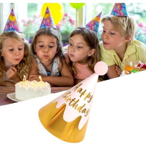 5Pcs Birthday Hat Beautiful Lightweight Portable Paper Cone Hats Dress Up Girls Boys Birthday Party Caps For Babys Creative Hat