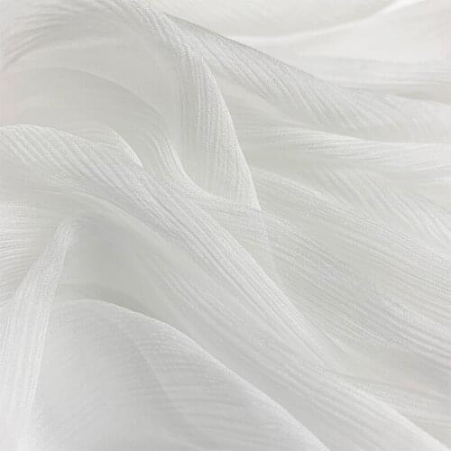 Sample I meter 16 mm Silk Crinkle Fabric 100% mulberry silk 140 cm 110 cm width natural off white color CC08