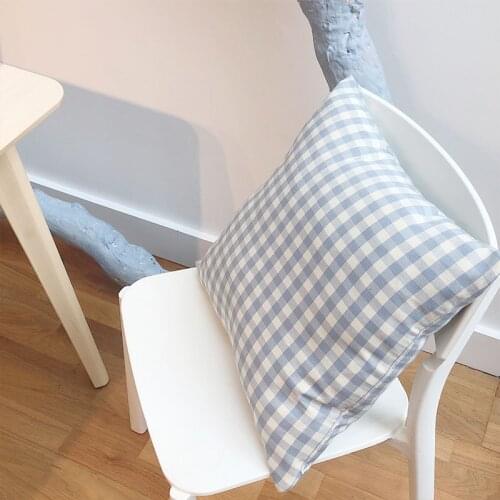 Nordic blue check pillow case home soft decoration coreless pillow case sofa cushion car decoration photography props