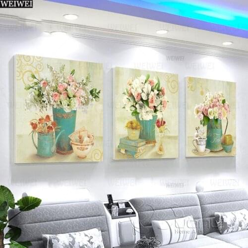 3 Piece Modern Flowers Oil Painting Canvas Painting Posters And Prints Home Decoration Living Room Bedroom Wall Art Pictures