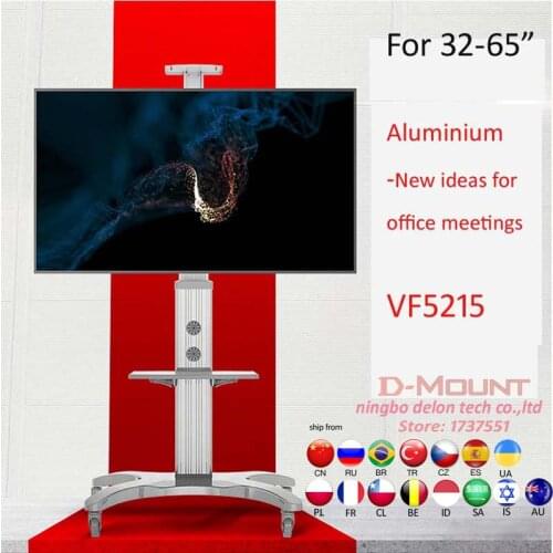 Aluminum Alloy NB VF5215 TV Mobile Cart Free Lifting 32"-65" LED LCD Plasma TV Trolley Stand With AV Shelf Camera Holder
