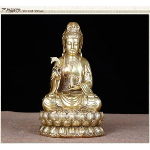 Pure copper Guanyin Buddha statue ornaments, home decorations, copper Guanyin crafts, effective protection brings money
