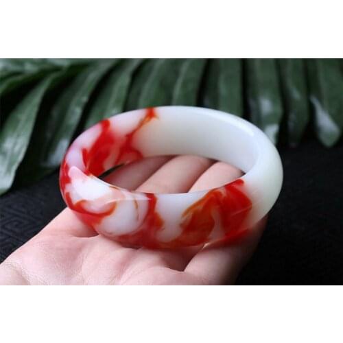 Chinas unique fashion beautiful Red and white, jade bangle bracelet 58mm--60mm