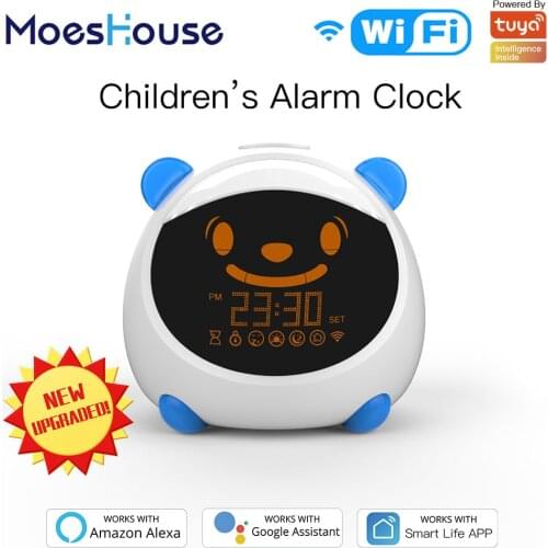 WiFi Smart Kids' Alarm Sleep Trainer Clock Light Sound Expression Smart Life Tuya App Voice Control with Alexa Google Home
