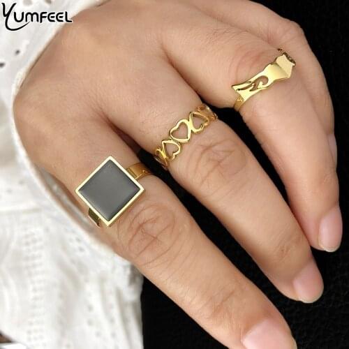 Yumfeel Brand New Stainless Steel Rings 3pcs/Set 2 Colors Choice Rings Women Jewelry Gifts