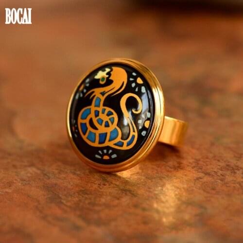 2020 new accessories High-temperature fired 26mm round cloisonne ring for woman fashion enamel color woman ring mermaid series