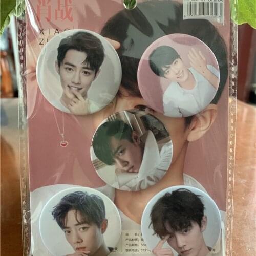 Star Series Badge 1 Set of 5 Tinplate Brooch Pin-style Wearing Badge Wang Yibo Xiao Zhan Shanhe Ling Gong Jun Zhang Zhehan TNT