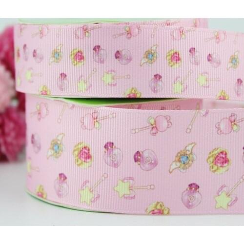 10 yards cute pink printed grosgrain ribbon cartoon polyester webbing Wedding Party Decoration Gift Packaging band