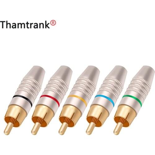 10pcs/lot RCA Male Plug Audio Connector Gold Plated Screw Type Solder-Free Speaker RCA Plug Wire Connector Factory Low Price