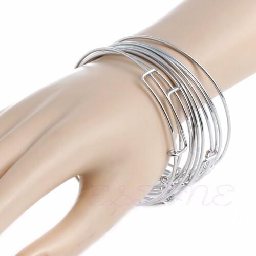 Fashion 10Pcs Womens y Adjustable Wire Wrapped Expandable Bangle Wrist Bracelet