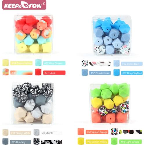 14mm Hexgon Silicone baby Teething Beads 100pcs Wholesale Baby Rodent Chew Oral Care Food Grade Silicone Mini Teether Bead Pearl