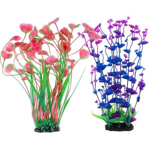2pcs Artificial Underwater Plant Fish Tank Decoration Aquarium Ornament Plastic Underwater Water Grass Plant Landscape Decor