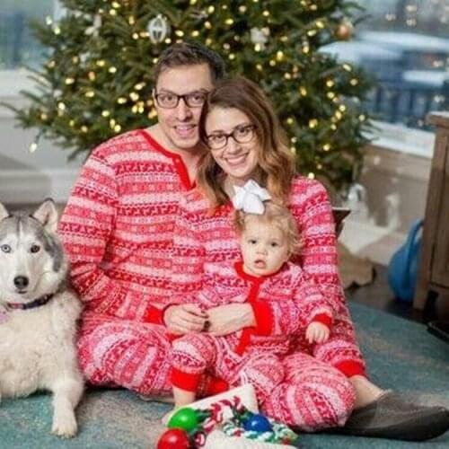 2019 Family Matching Christmas Pajamas Sets Kids Adult Warm Sleepwear Nightwear Christmas Clothing Family Pajamas Set