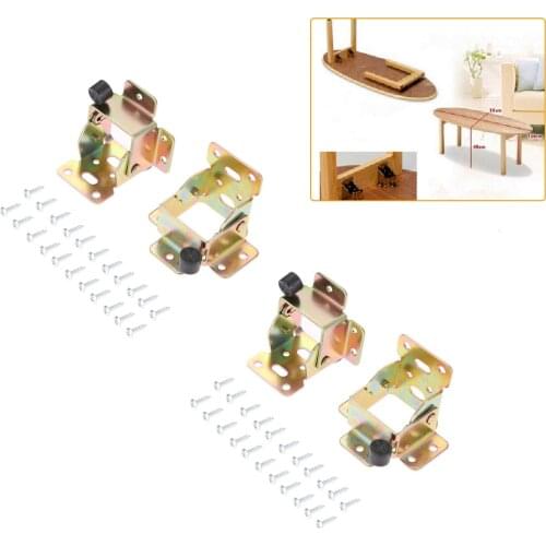 4Pcs Furniture Hinge Iron Folding Table Leg Brackets Desk Chair Feet Extension Self Locking Furniture Hinges For Folding Chairs