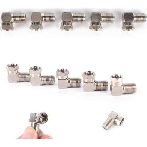 5pcs Right Angle 90 Degree Coaxial Connector Waterproof Connection F Male To F Female Adapter Connector RG6 RG5 New Sale