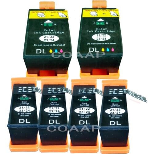 6 Compatible 21 22 series Ink Cartridges For Dell V313 V313W V515W P513W P713W V715W Printer