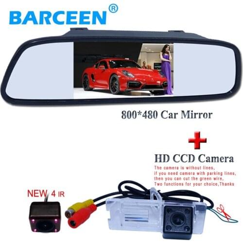 Car rear reversing camea ccd original with car lcd display mirror monitor wire for Renault Fluence for renault megane