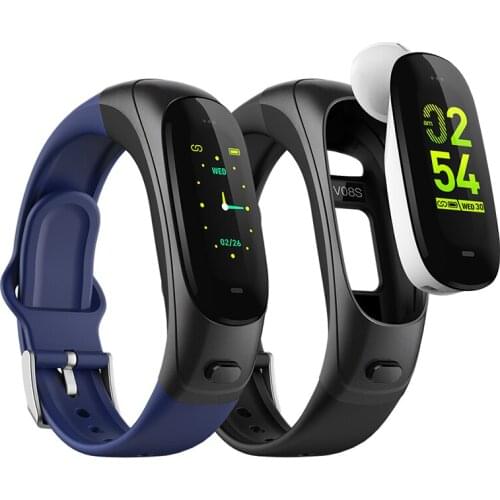 Bluetooth Headset Fitness Bracelet Heart Rate Monitor Sports Smart Watch Pedometer Activity Tracker Wristband Earphone With Mic
