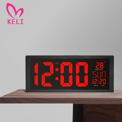 Large LED Screen Electronic Wall Clock With Calendar Thermometer Week Electronic Digital Wall Desk Clock Home Decoration