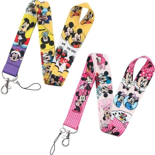 LB1526 Disney Mickey Mouse Lanyard Key Neck Strap Mobile Phone Decoration Key Chain Jewelry Gifts for Friends