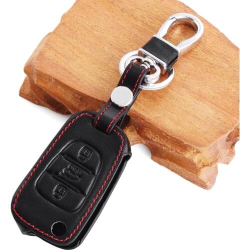 Genuine Leather Key Cover fit for Hyundai i10 i20 i30 i35 iX35 Solaris Verna HB20 Flip Folding Remote Key Case Holder 3 Button
