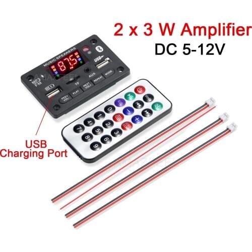 DC5-12V 6W Amplifier MP3 Decoder Board Recording Audio Module MP3 USB TF LINE IN FM Radio BLUETOOTH Player with charging port
