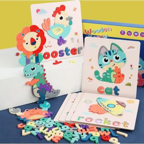 Montessori Childrens Educational Toys Letter Matching Spelling Puzzle Board Preschool Word Game English Letter Learning Toys