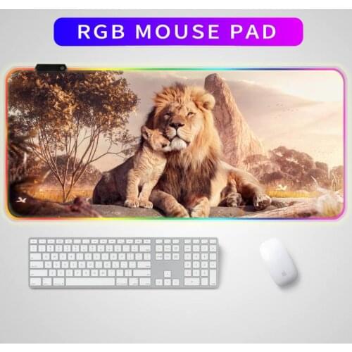 Lion King DIY Custom Large RGB Gaming Mouse Pad Gamer Keyboard Mousepad LED Light USB Wired XXL Mouse Mice 7 Dazzle Colors
