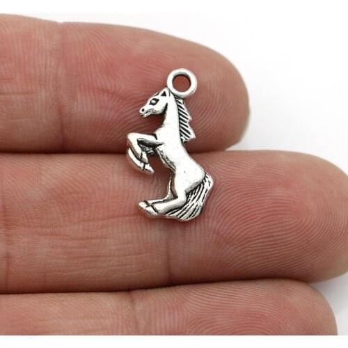 JAKONGO 10pcs Antique Silver Plated Horse Charms Pendants for Jewelry Making Bracelet DIY Accessories 20x11mm