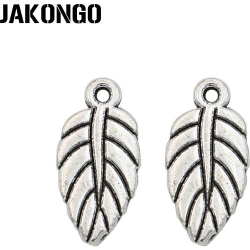 JAKONGO Tibetan Silver Plated Leaf Charms Pendant for Jewelry Making Bracelet Accessories DIY Handmade 21x16mm 30PCS/lot