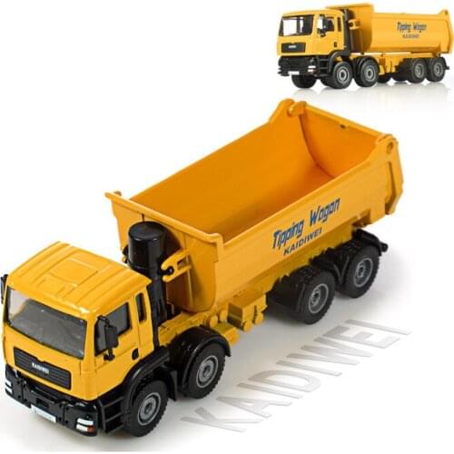 KAIDIWEI Alloy engineering car model toy all alloy 1:50 dump truck eight wheel truck toy model kid toys gift Yellow