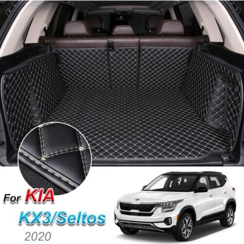 Leather Car Trunk Mat For KIA KX3 Seltos 2020 Cargo Liner Trunk Floor Pad Carpet Car Accessories