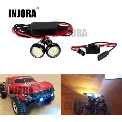 INJORA RC Car 22MM Headlight White Color LED Lights with Switch for 1/10 Short Course Truck Traxxas Slash