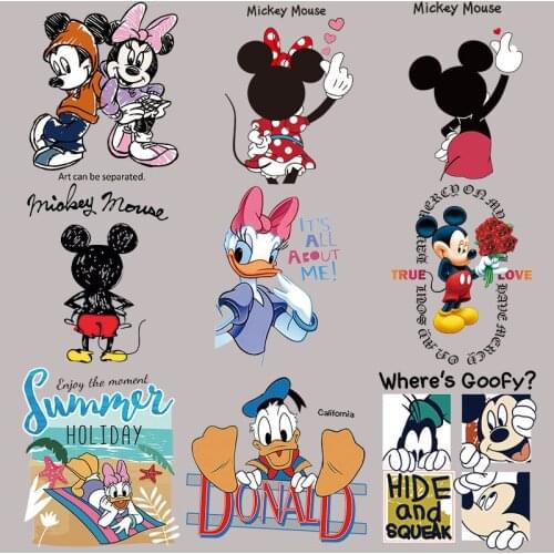 Disney Mickey Minnie Donald Duck Iron patch on clothing lovely boy girl Hot stickers DIY on clothes washable Stickers on clothes