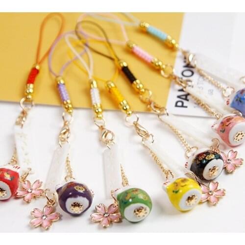 Cute Smart phone Strap Lanyards for iPhone Samsung Decoration Daisy Flower Cat Bell Mobile Phone Strap Rope Phone Charm for Girl