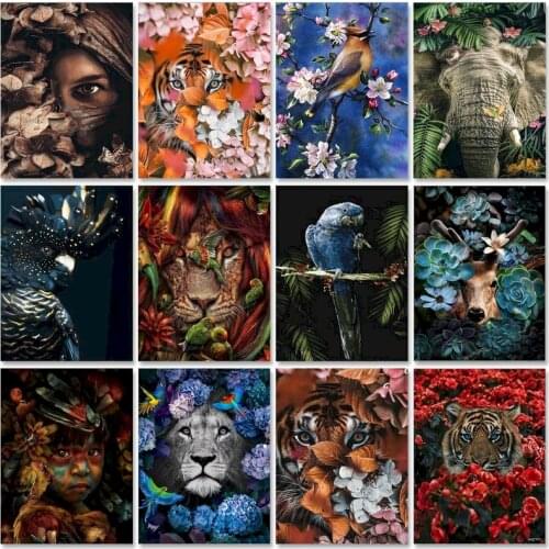 GATYZTORY Paint by Numbers for Adults Beginner DIY Oil Painting Kit on Canvas DIY Animal Tiger Picture Hand Painted Arts Craft f