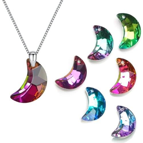 20Pcs/Lot 20mm Crystal Moon Pendant Charm Glass Loose Beads Crafts For Women Jewelry Making Necklaces DIY Earring Findings