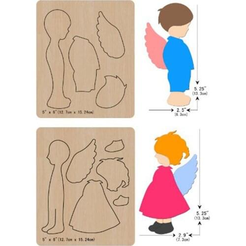 Boys Girls Angel Doll Wooden Cut Dies Xmas Cutting Wood Dies For DIY Clothing/Headwear/Pendants/Keychains Accessories Mould 2021