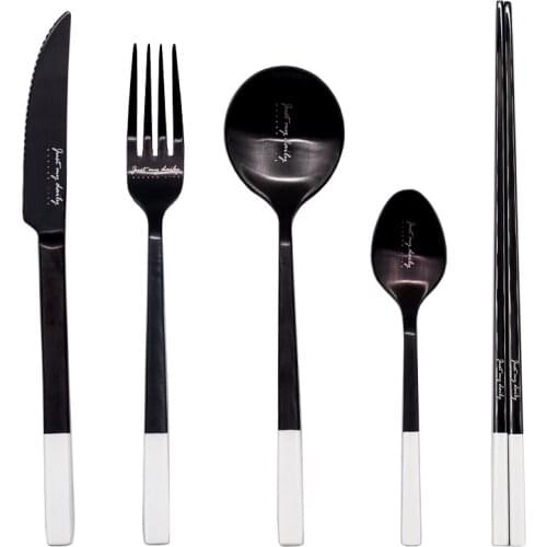 Steak Personalized Vintage Black Cutlery Travel Simple Utensil Set Stainless Steel Western Food Tableware Sets Black BK50DC