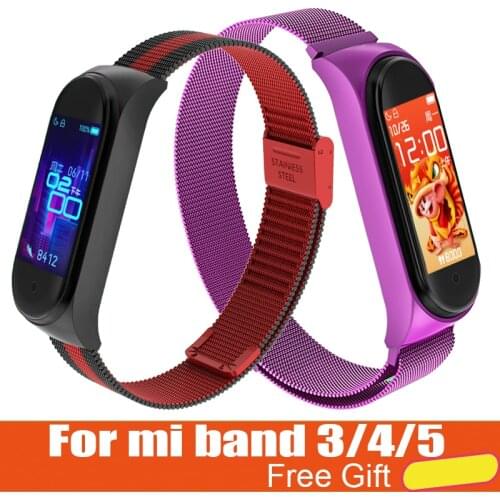 Strap For Xiaomi Mi Band3 4 5 Metal Bracelet Wrist Band Screwless Stainless Steel Global Version For MiBand 5/4/3/NFC Straps
