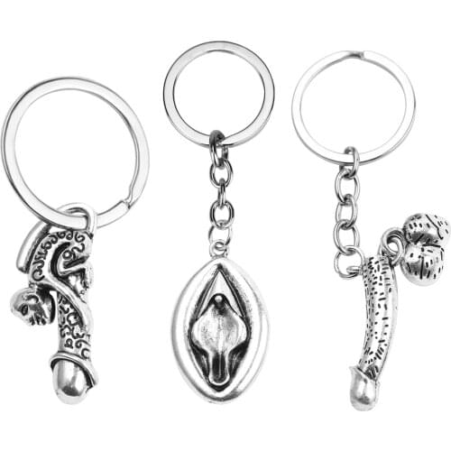 Sex Organ Keychain Penis Vaginal Skeleton For Male And Female Keychain Personality Couple Gift Keyring llaveros Jewelry Charms