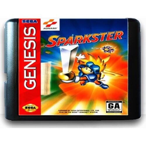 Sparkster for 16 bit Sega MD Game Card for Mega Drive for Genesis US PAL Version Video Game Console