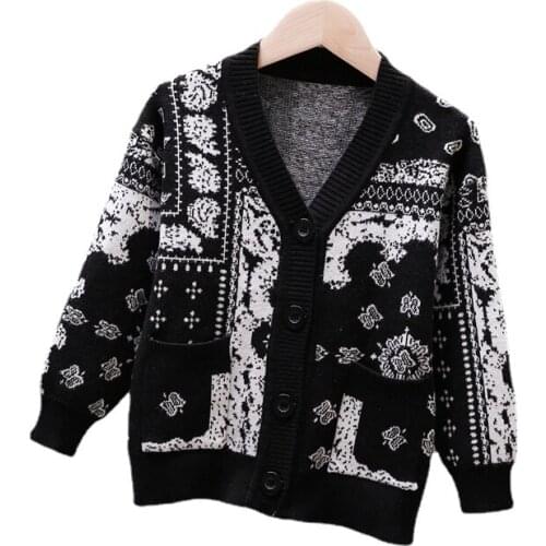 Boys Girls Sweater Cardigan Coat Children Baby Sweater Cardigan Sweater Boy Children Winter Western Style Childrens Clothing