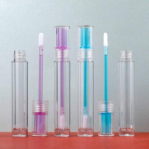 4ML Lip Gloss Tubes Packaging Round Translucent Green Purple Lipgloss Container Refillable Lip Gloss Tubes with Wand 10/30pcs