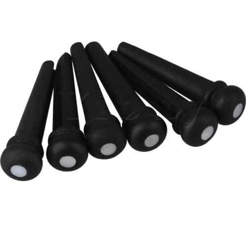 Yibuy 6Pieces Black Ebony Shell Guitar Bridge End Pin Nut For Acoustic Guitar Part