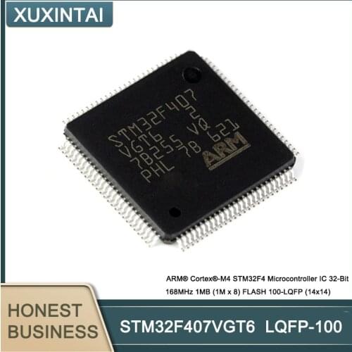 10Pcs/Lot STM32F407VGT6 ARM® Cortex®-M4 STM32F4 Microcontroller IC 32-Bit 168MHz 1MB (1M x 8) FLASH LQFP-100 (14x14)