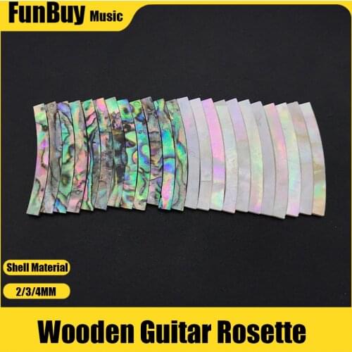 12pcs Natural Abalone Shell Sound Hole Rosette Curved Strips Guitar Rosette Guitar Decals Paua White Shell for Guitar